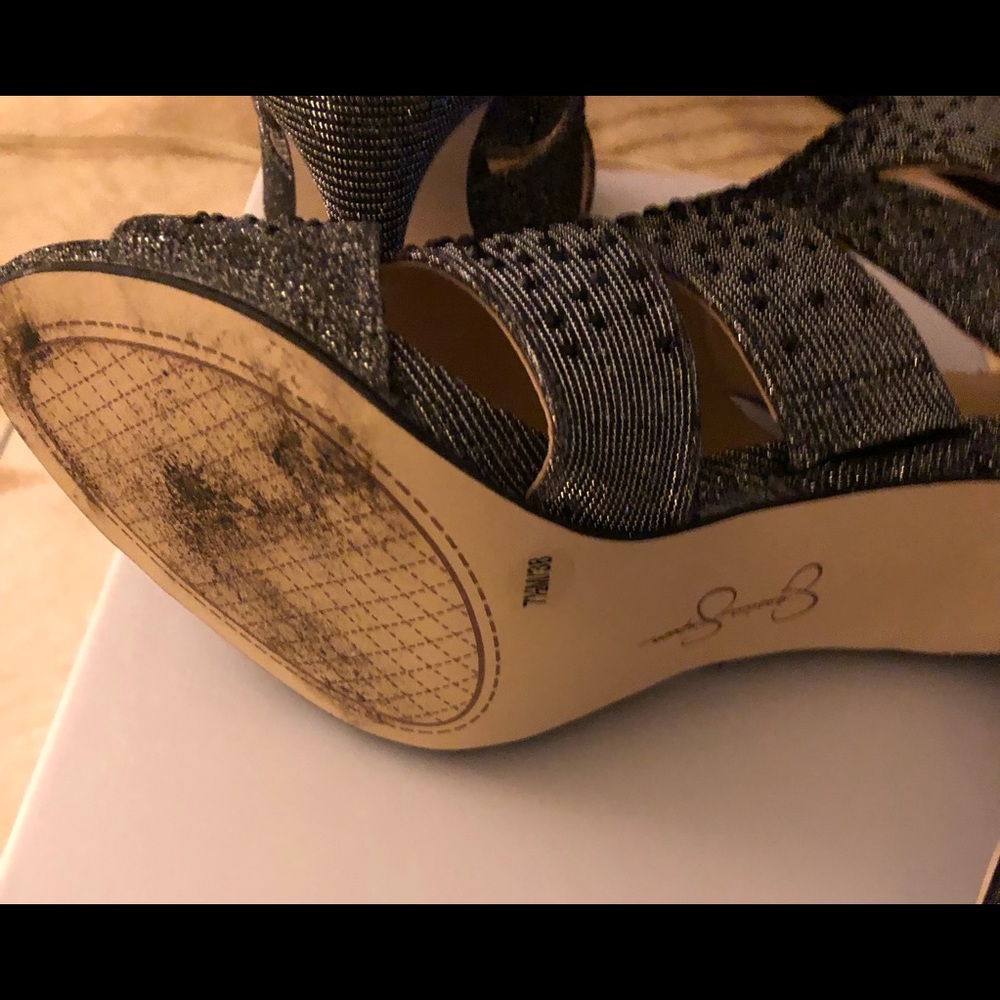 Jessica Simpson womens  dark silver sparkly heels wore once size 7 1/2 medium